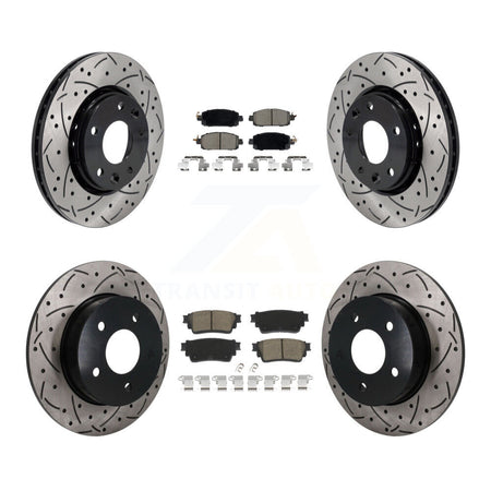 Front Rear Coated Drilled Slotted Disc Brake Rotors And Ceramic Pads Kit For Nissan Kicks KDC-101732