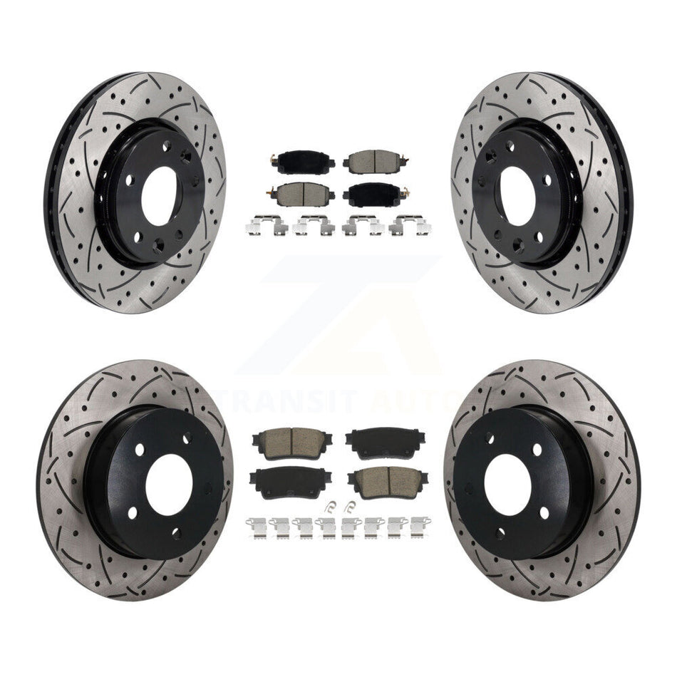 Front Rear Coated Drilled Slotted Disc Brake Rotors And Ceramic Pads Kit For Nissan Kicks KDC-101732