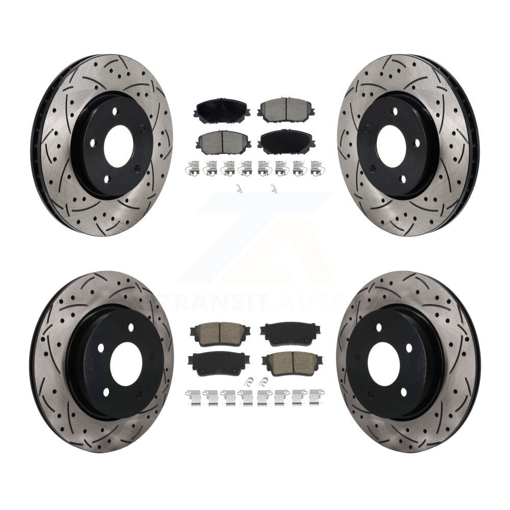 Front Rear Coated Drilled Slotted Disc Brake Rotors And Ceramic Pads Kit For Nissan Rogue KDC-101733