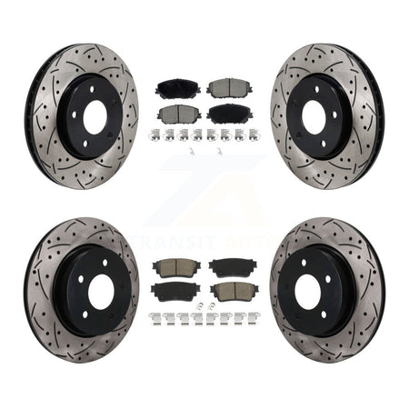 Front Rear Coated Drilled Slotted Disc Brake Rotors And Ceramic Pads Kit For Nissan Rogue KDC-101733