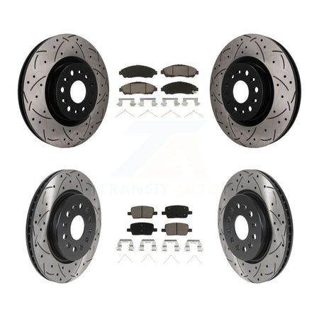 Front Rear Drill Slot Disc Brake Rotor Ceramic Pad Kit For Cadillac XT5 Buick Enclave XT6 KDC-101736