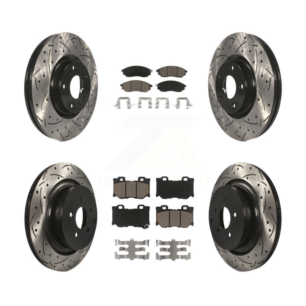 Front Rear Drill Slot Brake Rotor Ceramic Pad Kit For INFINITI M37 QX70 Q70 Q70L M56 M35h KDC-101737