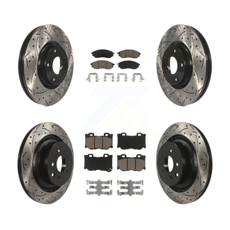 Front Rear Coated Drilled Slotted Disc Brake Rotors And Ceramic Pads Kit For Nissan 370Z KDC-101738