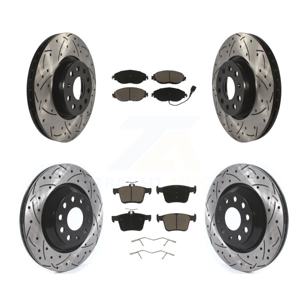 Front Rear Drilled Slot Brake Rotor Ceramic Pad Kit For Volkswagen Arteon Audi A3 Quattro KDC-101748