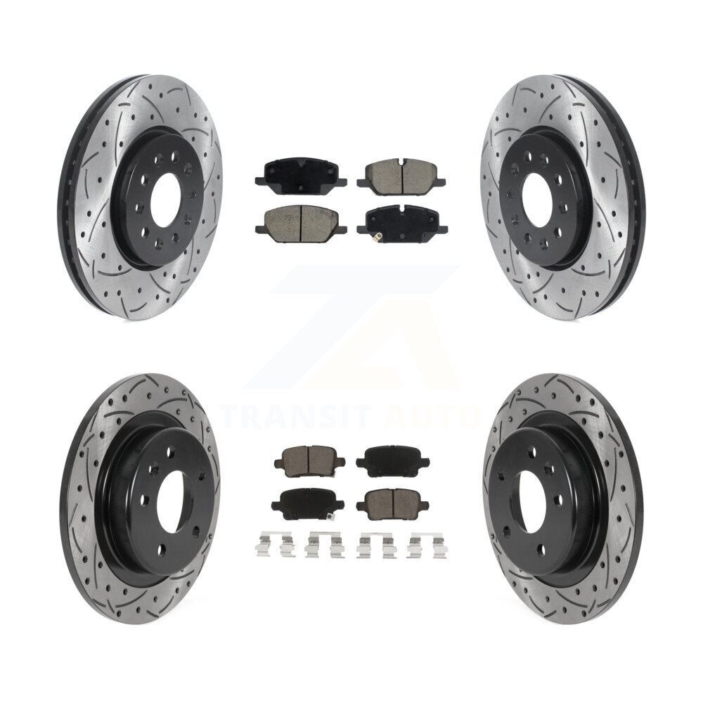 Front Rear Drilled Slot Disc Brake Rotors Ceramic Pad Kit For 2020 Chevrolet Equinox 2.0L KDC-101750