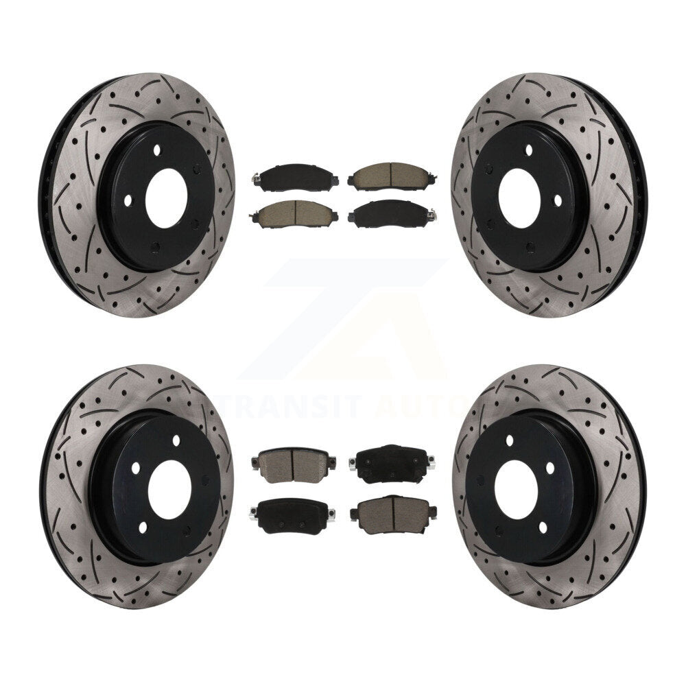 Front Rear Coated Drilled Slotted Disc Brake Rotors And Ceramic Pads Kit For Nissan LEAF KDC-101751