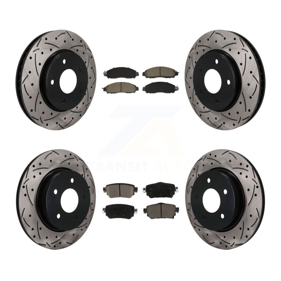 Front Rear Coated Drilled Slotted Disc Brake Rotors And Ceramic Pads Kit For Nissan LEAF KDC-101751