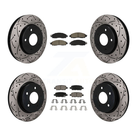 Front Rear Coated Drilled Slotted Disc Brake Rotor Ceramic Pad Kit For 2018 Nissan LEAF S KDC-101753