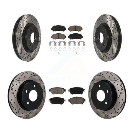 Front Rear Drilled Slot Disc Brake Rotor & Ceramic Pad Kit For Nissan Rogue Sport Qashqai KDC-101754