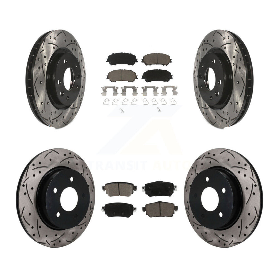 Front Rear Drilled Slot Disc Brake Rotor & Ceramic Pad Kit For Nissan Rogue Sport Qashqai KDC-101754