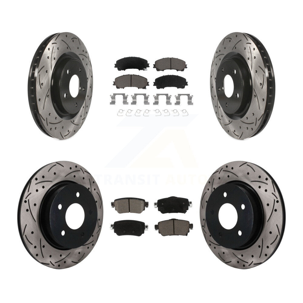 Front Rear Coated Drilled Slotted Disc Brake Rotors And Ceramic Pads Kit For Nissan Rogue KDC-101755