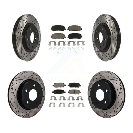 Front Rear Drilled Slot Disc Brake Rotor & Ceramic Pad Kit For Nissan Qashqai Rogue Sport KDC-101756