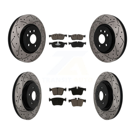 Front Rear Coated Drilled Slotted Disc Brake Rotors And Ceramic Pad Kit For Jaguar F-Pace KDC-101757