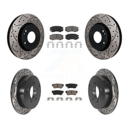 Front Rear Drilled Slot Disc Brake Rotors Ceramic Pad Kit For Hyundai Tucson Kia Sportage KDC-101758