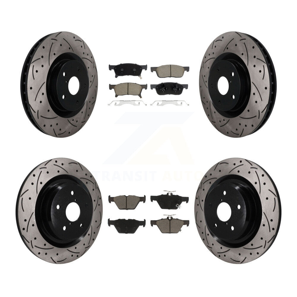 Front Rear Coated Drill Slot Disc Brake Rotor Ceramic Pad Kit For 2019-2024 Subaru Ascent KDC-101759