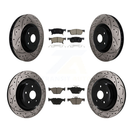 Front Rear Coated Drill Slot Disc Brake Rotor Ceramic Pad Kit For 2019-2024 Subaru Ascent KDC-101759