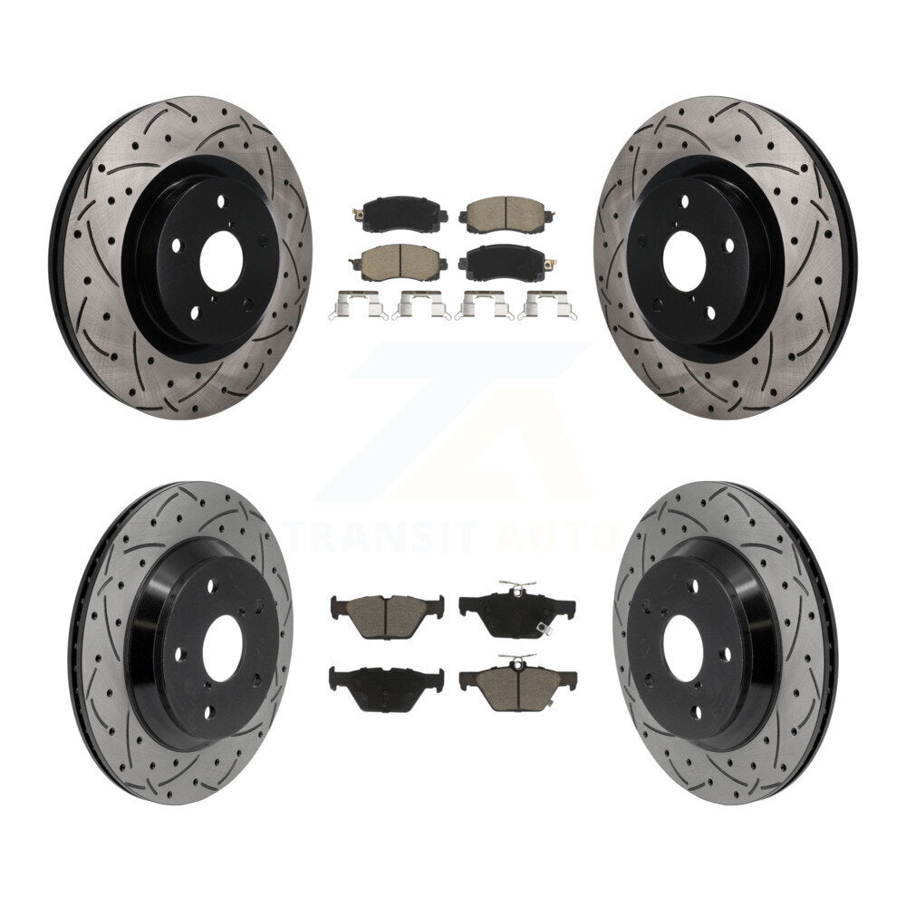Front Rear Coat Drill Slot Disc Brake Rotor Ceramic Pad Kit For Subaru Forester Crosstrek KDC-101760