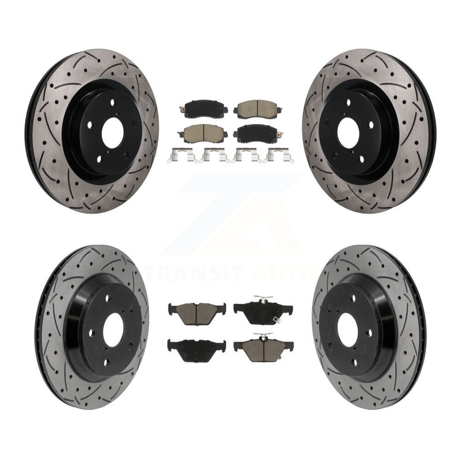 Front Rear Coat Drill Slot Disc Brake Rotor Ceramic Pad Kit For Subaru Forester Crosstrek KDC-101760