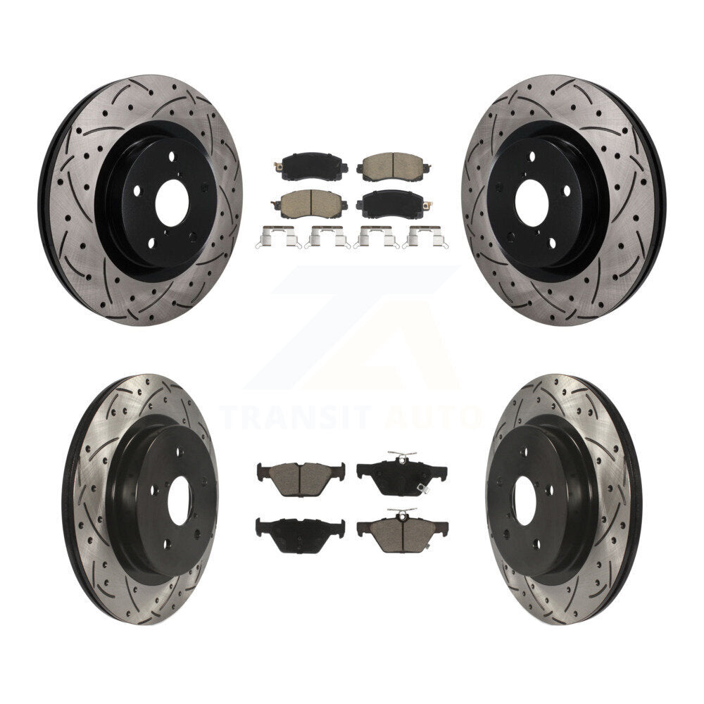 Front Rear Coat Drill Slot Disc Brake Rotor Ceramic Pad Kit For Subaru Outback WRX Legacy KDC-101762