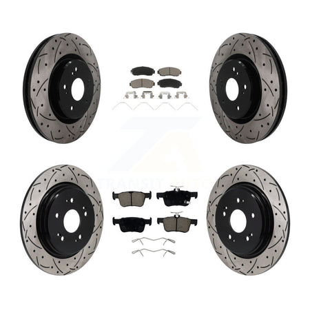 Front Rear Coated Drilled Slot Disc Brake Rotor & Ceramic Pad Kit For 2022-2024 Acura RDX KDC-101763