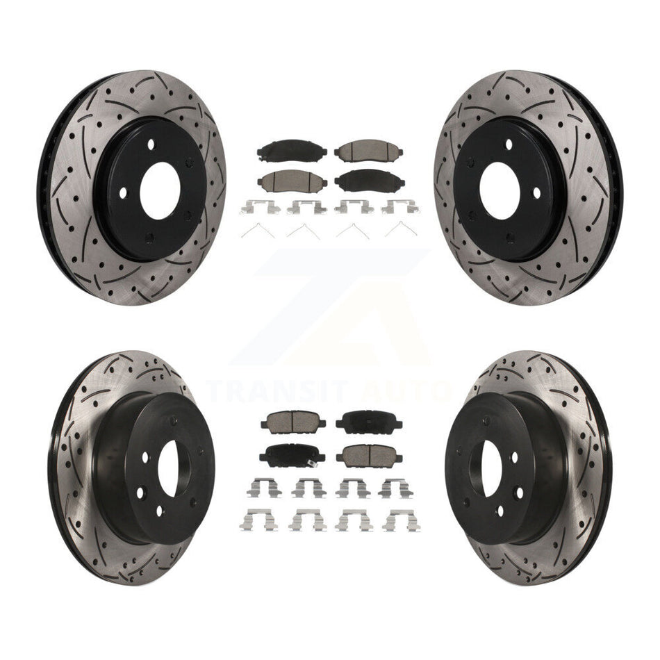 Front Rear Coated Drilled Slotted Disc Brake Rotors And Ceramic Pads Kit For Nissan LEAF KDC-101766
