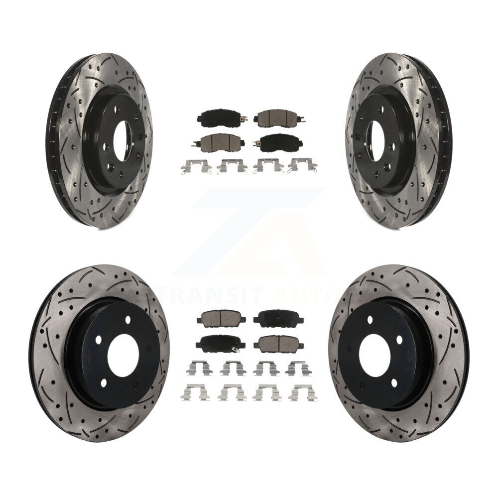 Front Rear Coated Drilled Slotted Disc Brake Rotors And Ceramic Pads Kit For Nissan LEAF KDC-101767