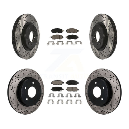 Front Rear Coated Drilled Slotted Disc Brake Rotors And Ceramic Pads Kit For Nissan LEAF KDC-101767