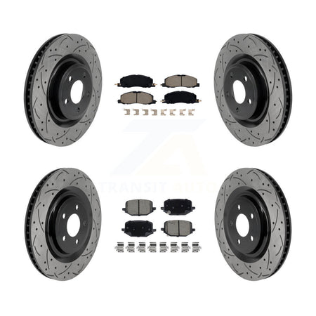 Front Rear Coated Drilled Slotted Disc Brake Rotors & Ceramic Pad Kit For Lincoln Aviator KDC-101768