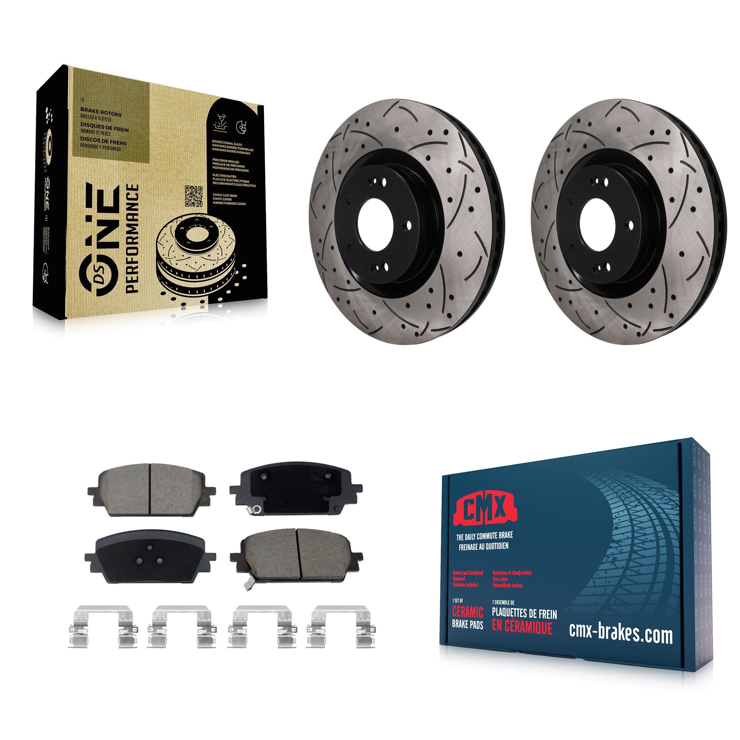 Front Drilled Slot Disc Brake Rotor Ceramic Pad Kit For Hyundai Santa Fe Kia Sorento Cruz KDC-101786