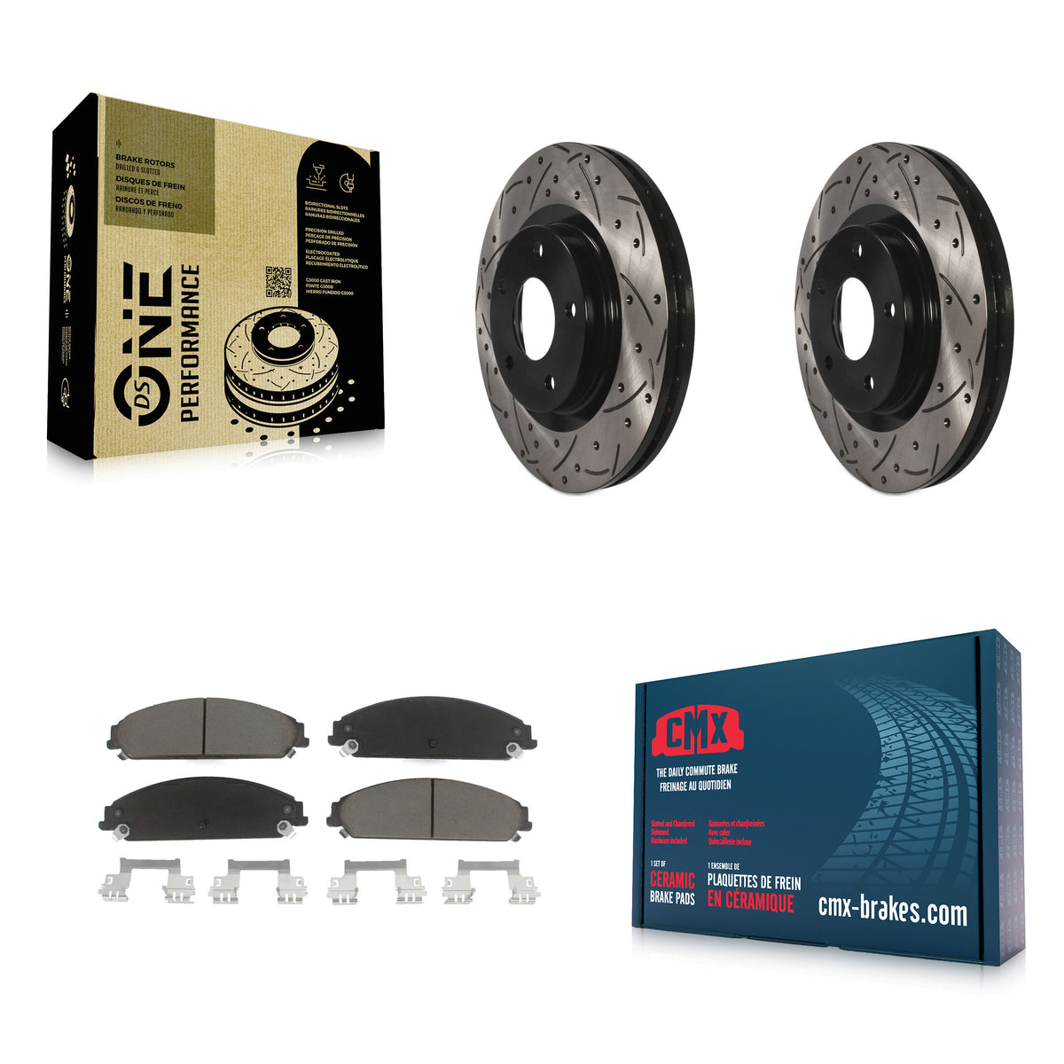 Front Coat Drill Slot Disc Brake Rotors Ceramic Pad Kit For 2008-2009 Dodge Caliber SRT-4 KDC-101793