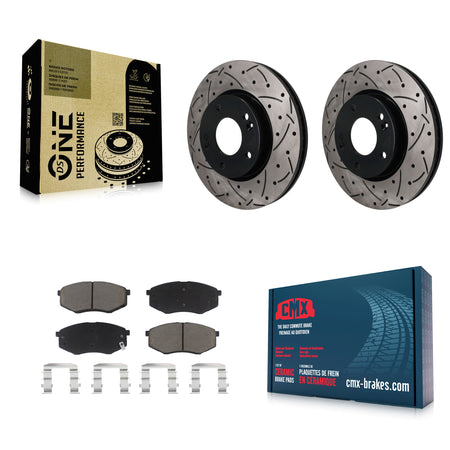 Front Drilled Slot Disc Brake Rotor & Ceramic Pad Kit For Hyundai Tucson Kia Sportage FWD KDC-101801