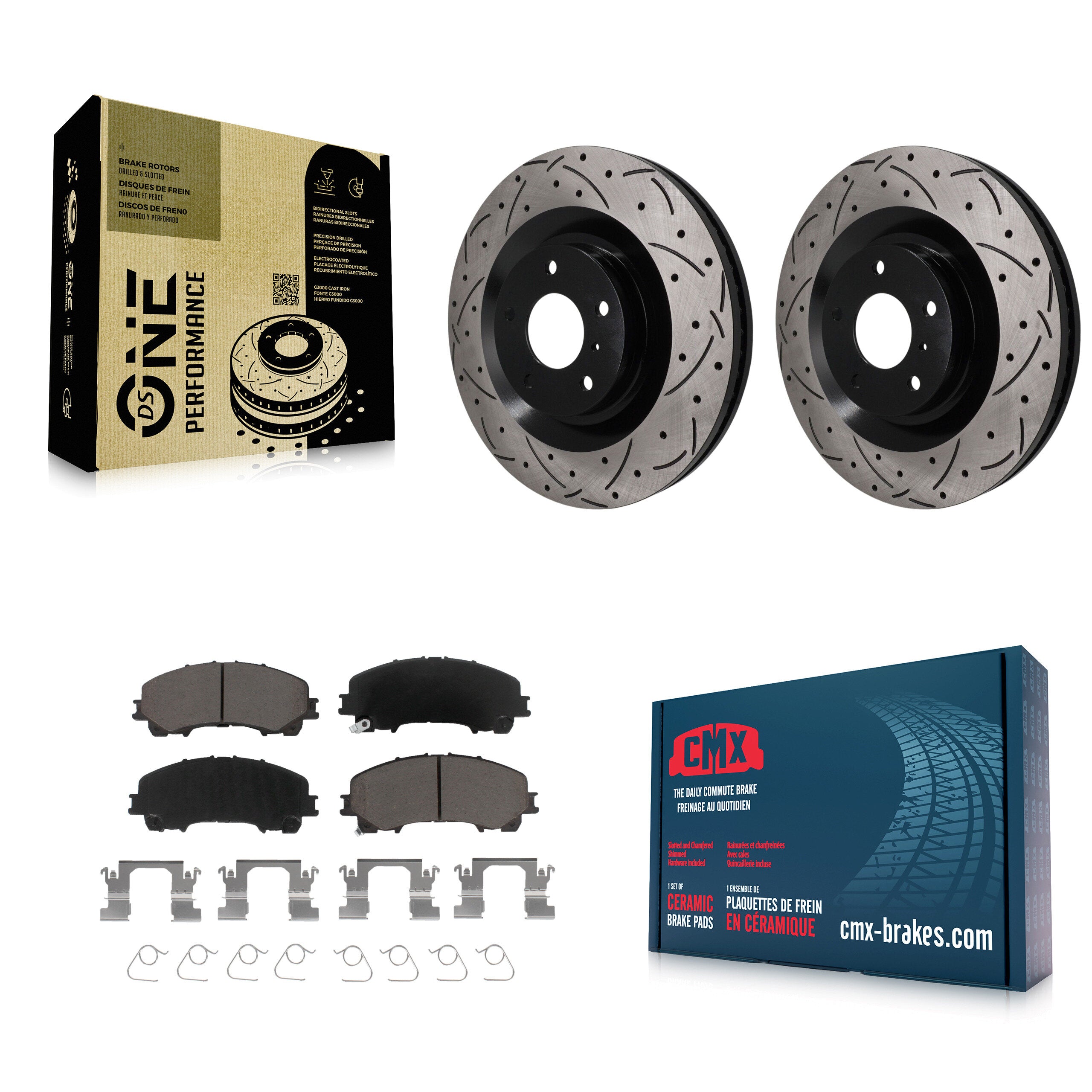 Front Coated Drilled Slotted Disc Brake Rotors And Ceramic Pad Kit For INFINITI QX50 QX55 KDC-101805