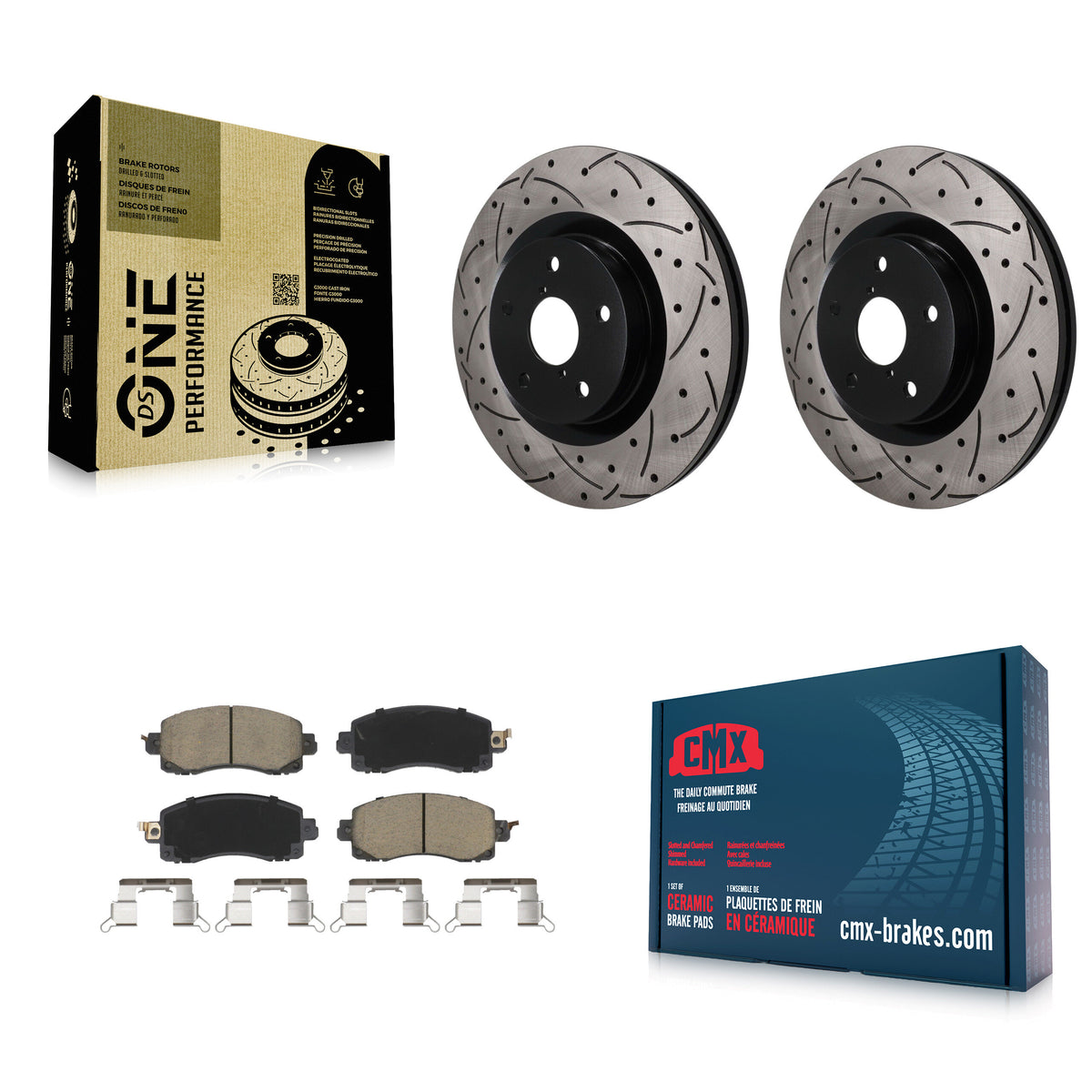 Front Drilled Slot Brake Rotors Ceramic Pad Kit For Subaru Forester Outback Crosstrek WRX KDC-101807