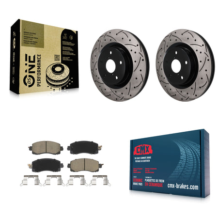 Front Drilled Slot Brake Rotors Ceramic Pad Kit For Subaru Forester Outback Crosstrek WRX KDC-101807