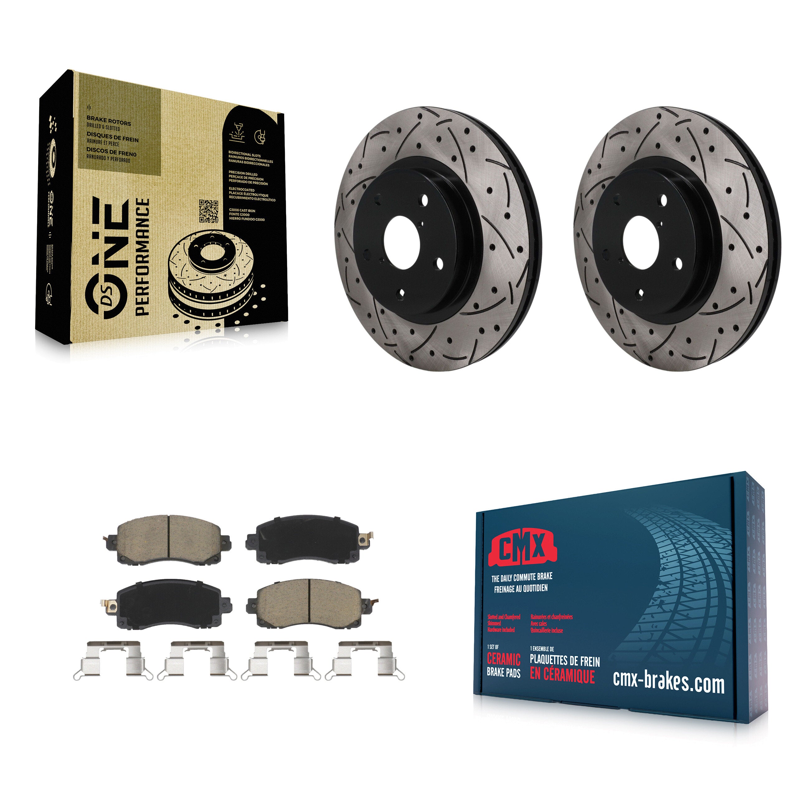 Front Coated Drilled Slotted Disc Brake Rotors And Ceramic Pads Kit For Subaru Forester KDC-101808