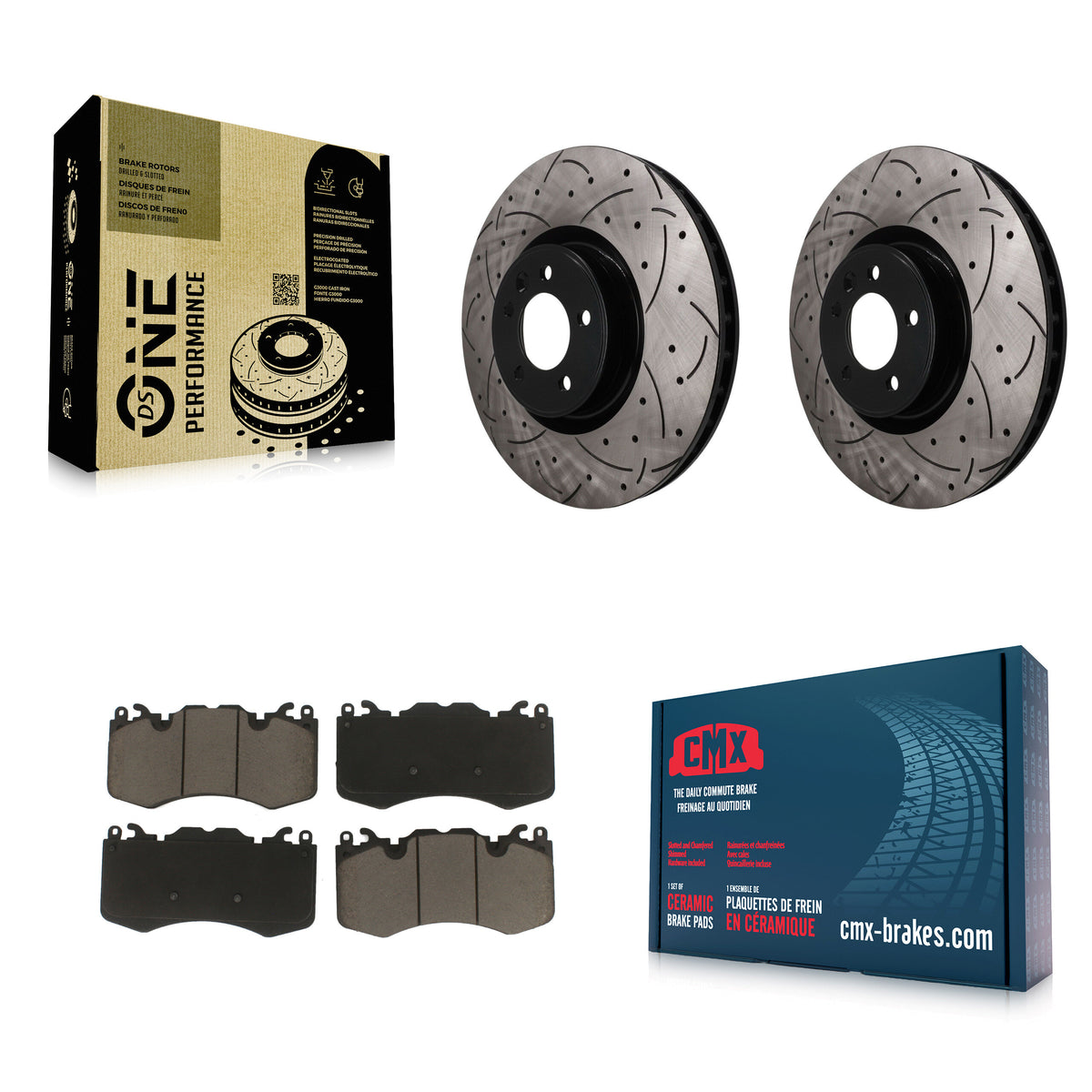 Front Coated Drilled Slotted Disc Brake Rotors Ceramic Pad Kit For Land Rover Range Sport KDC-101815
