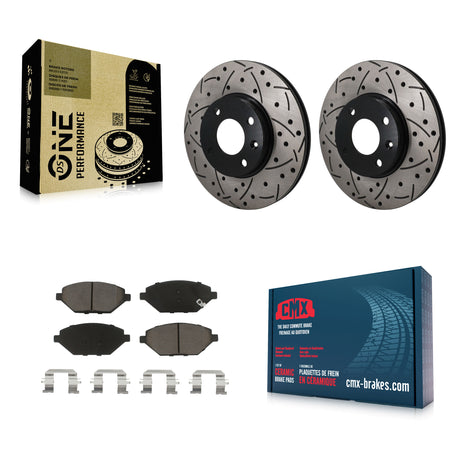 Front Coated Drilled Slot Disc Brake Rotors Ceramic Pad Kit For 2016-2022 Chevrolet Spark KDC-101819