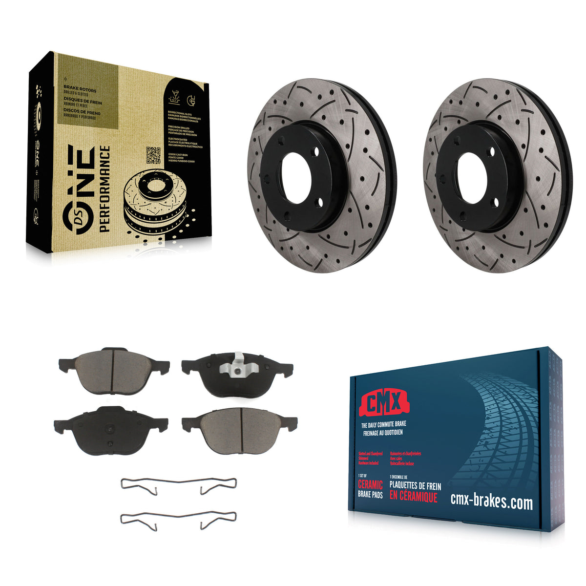 Front Coated Drilled Slotted Disc Brake Rotors And Ceramic Pads Kit For Mazda 3 Sport KDC-101823