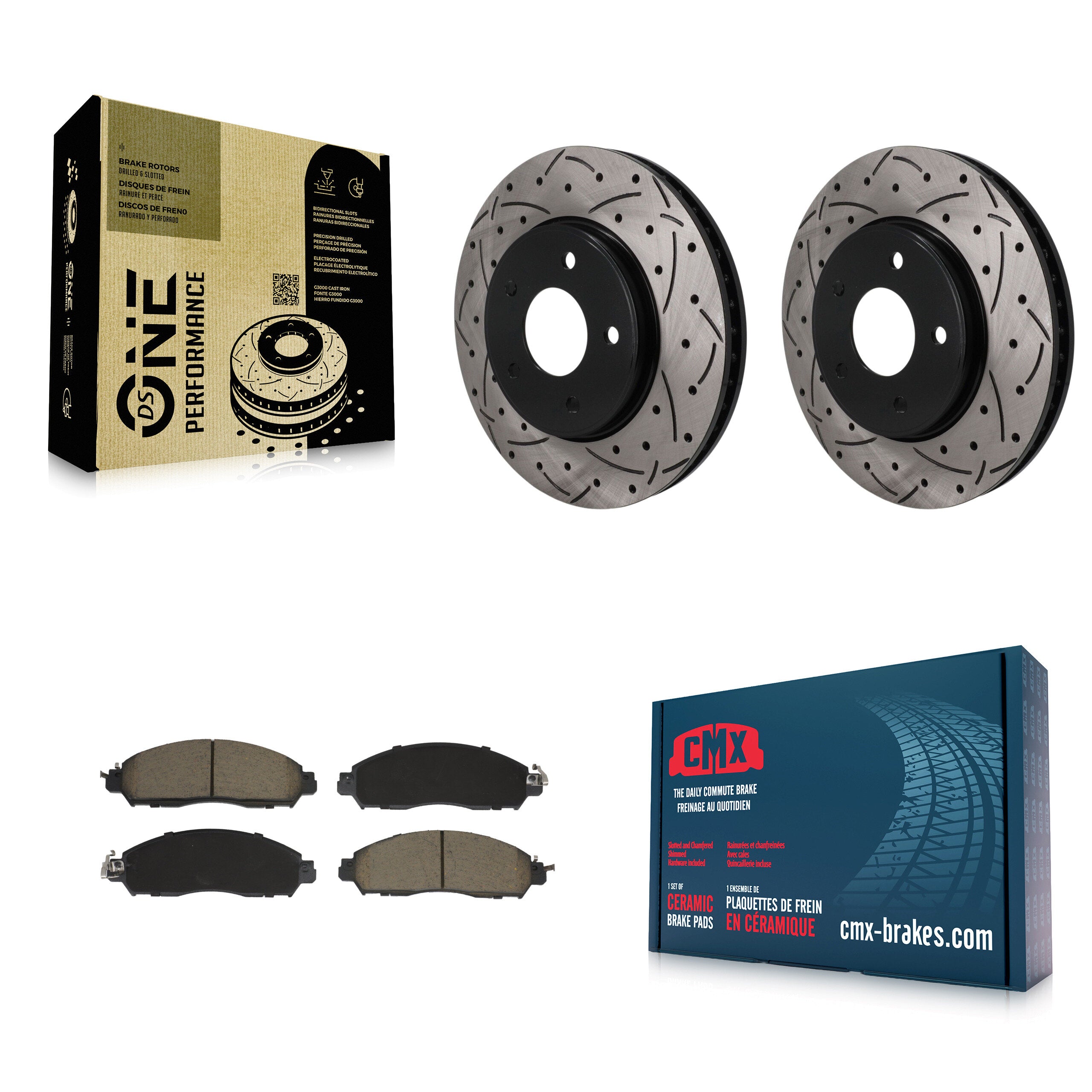 Front Coated Drilled Slotted Disc Brake Rotors And Ceramic Pads Kit For Nissan LEAF NV200 KDC-101824