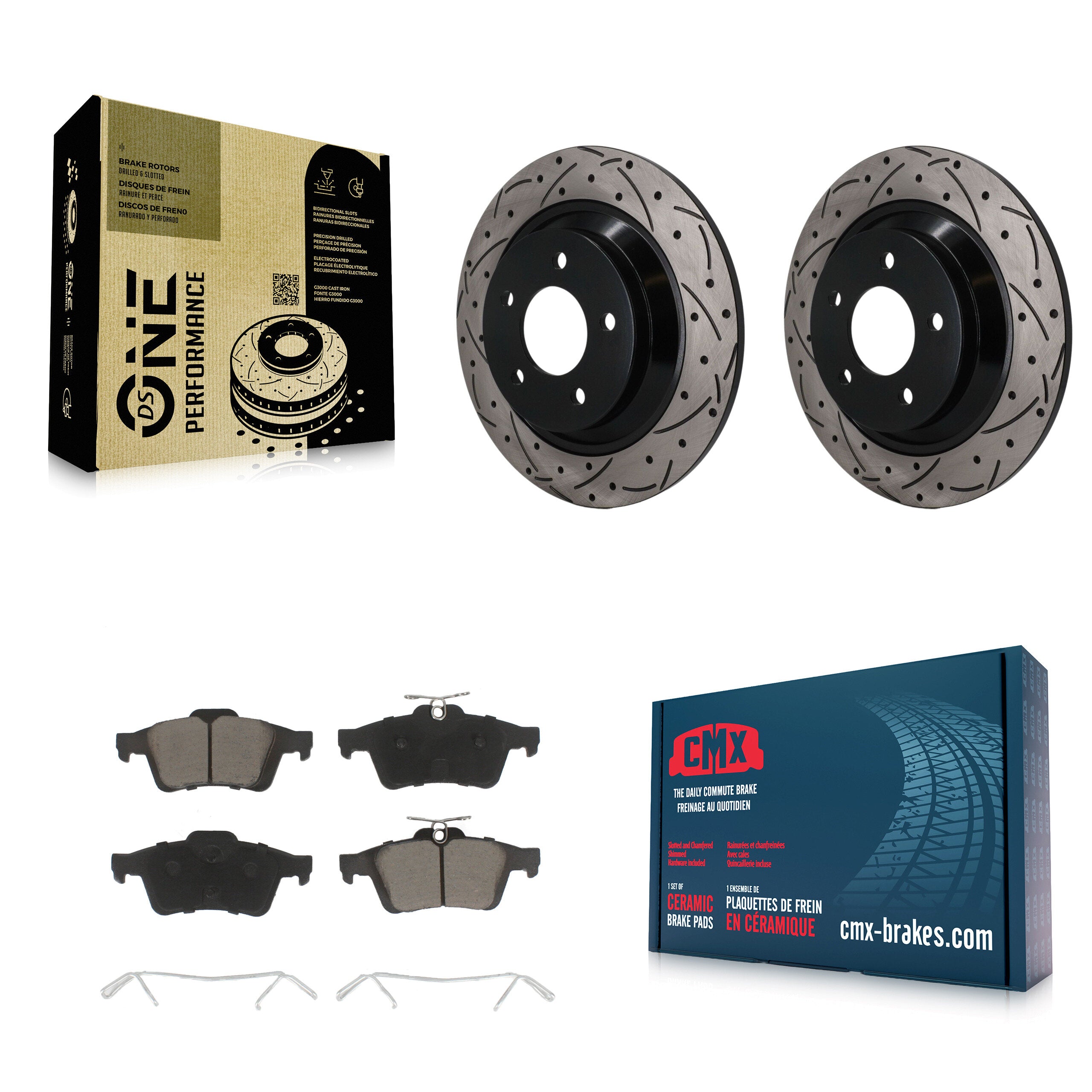 Rear Coated Drilled Slotted Disc Brake Rotors And Ceramic Pads Kit For Mazda 5 KDC-101839