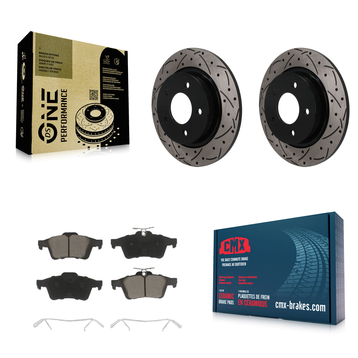 Rear Coated Drilled Slotted Disc Brake Rotors And Ceramic Pads Kit For Mazda 3 Sport KDC-101840