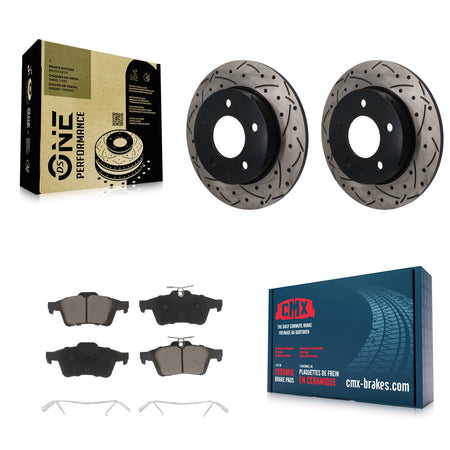 Rear Coated Drilled Slotted Disc Brake Rotors And Ceramic Pads Kit For Mazda 3 Sport KDC-101841
