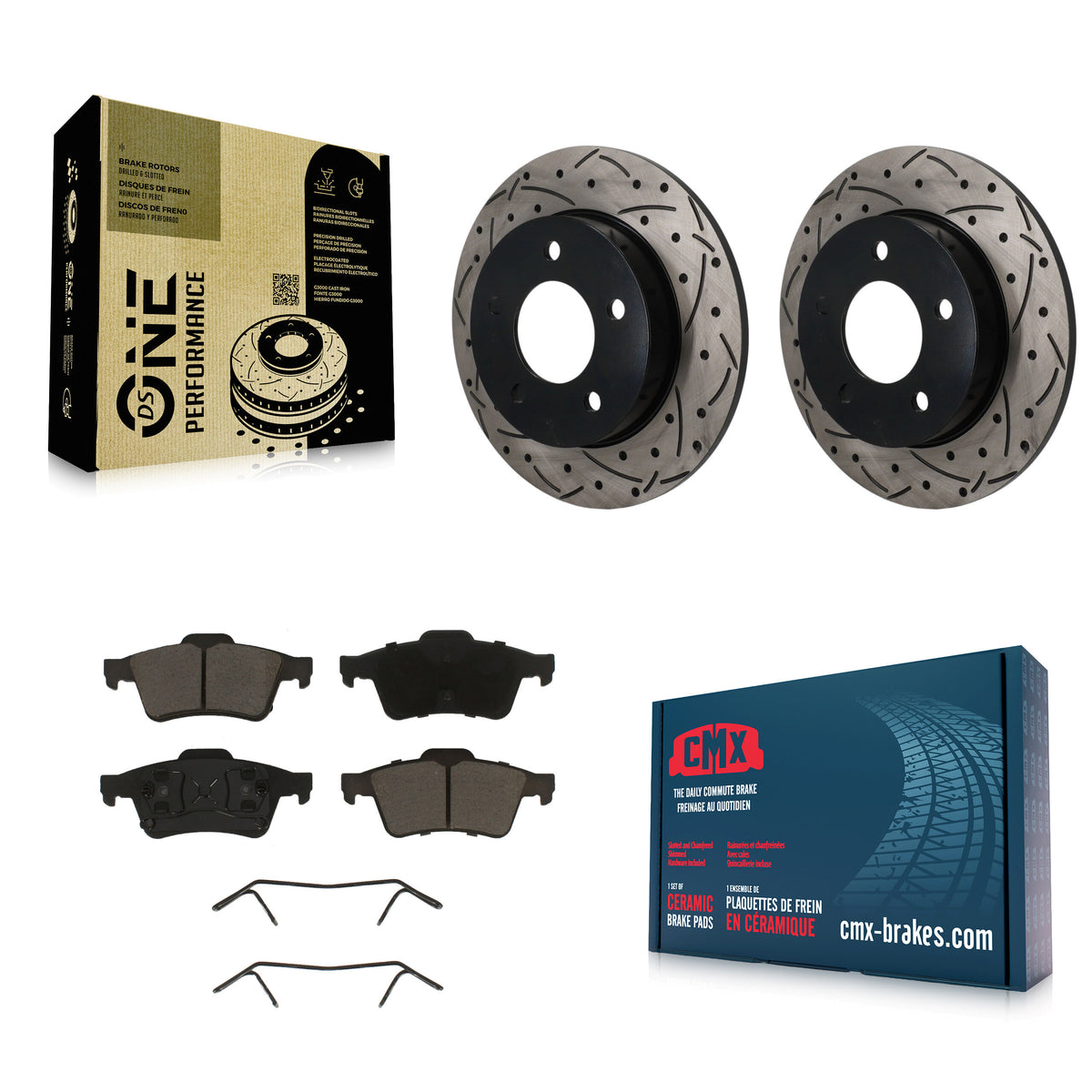 Rear Coated Drilled Slotted Disc Brake Rotor & Ceramic Pad Kit For 2004-2005 Mazda 3 2.0L KDC-101844