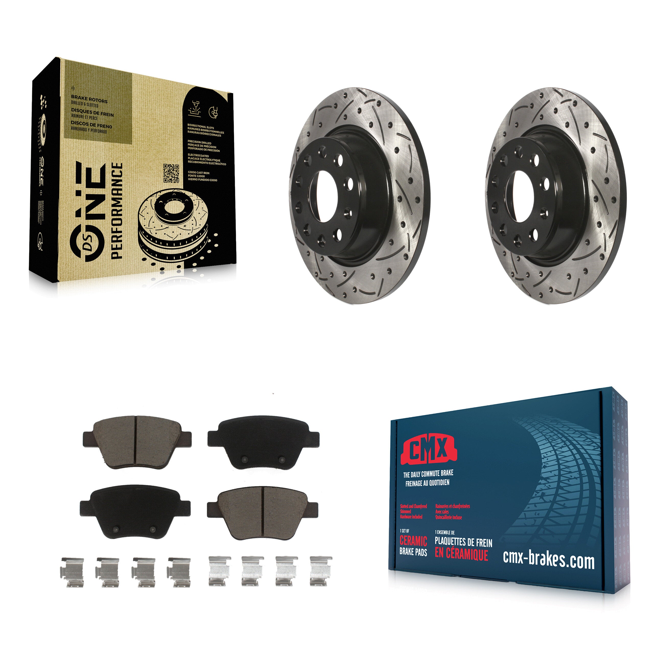 Rear Coat Drill Slot Disc Brake Rotors Ceramic Pad Kit For Audi A3 Quattro Volkswagen Eos KDC-101847