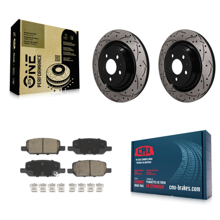 Rear Drill Slot Brake Rotors Ceramic Pad Kit For 17-22 Tesla 3 With Gray Painted Calipers KDC-101849