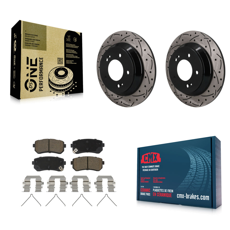 Rear Coated Drilled Slotted Disc Brake Rotors And Ceramic Pads Kit For Hyundai Kona KDC-101852