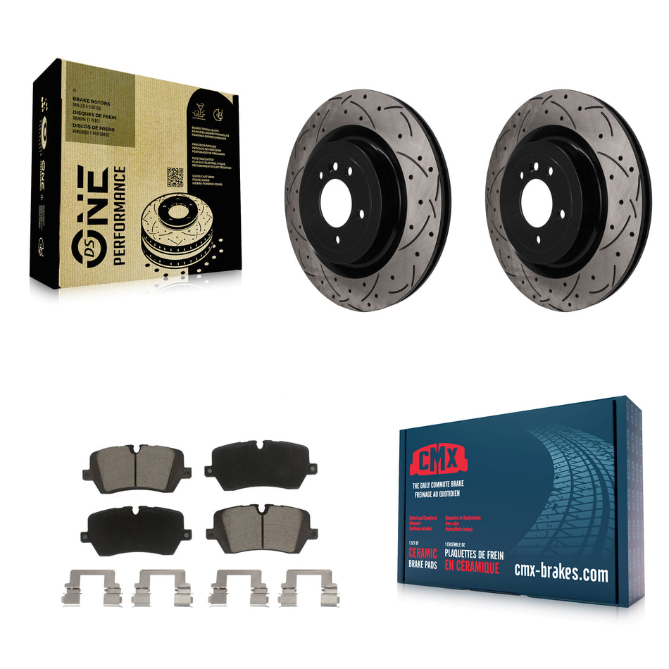 Rear Drilled Slot Brake Rotors Ceramic Pad Kit For Land Rover Range Sport Defender 110 90 KDC-101857