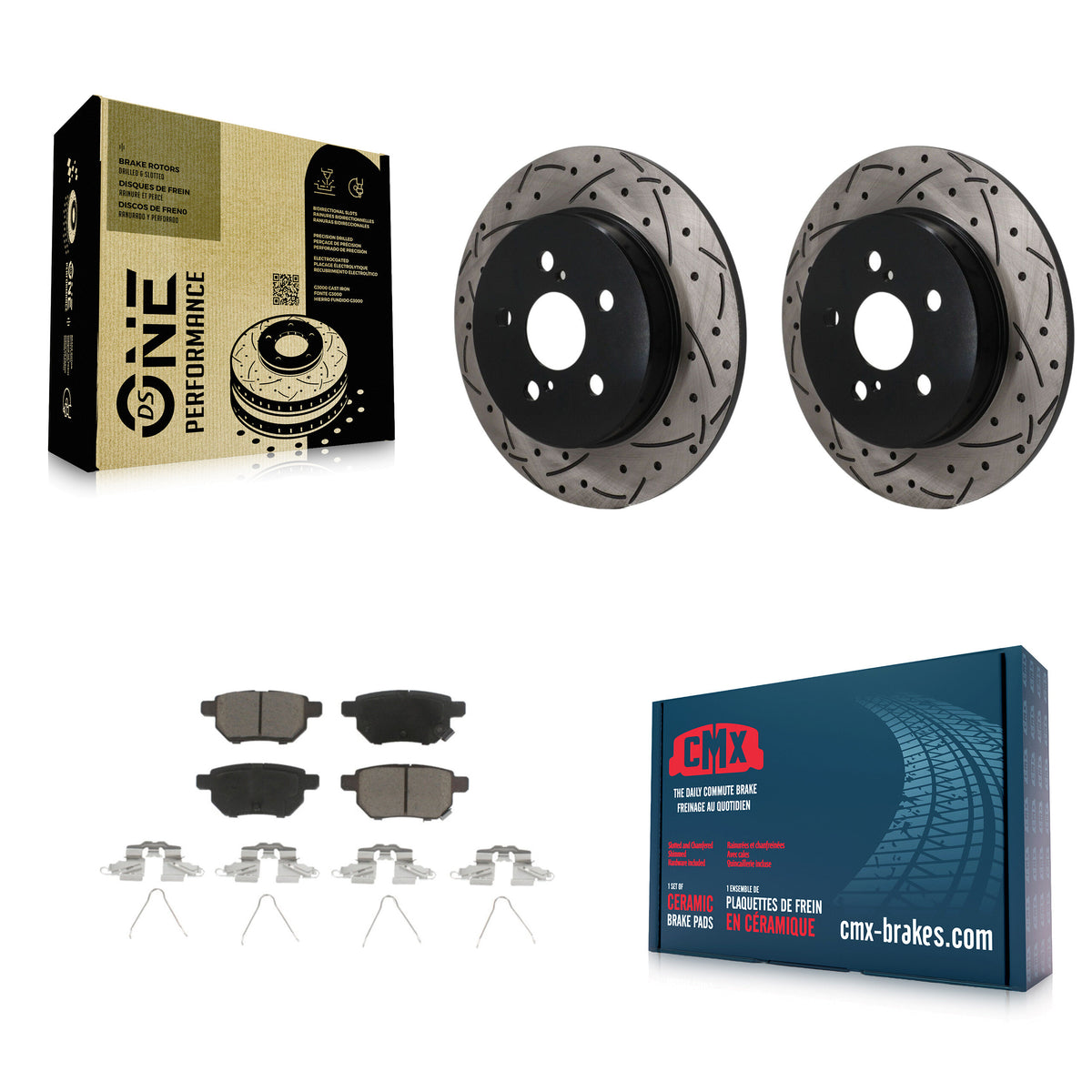 Rear Drill Slot Brake Rotors Ceramic Pad Kit For Toyota Corolla With Manual Parking KDC-101859