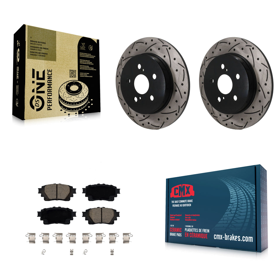 Rear Coated Drilled Slotted Disc Brake Rotors And Ceramic Pads Kit For Toyota Corolla KDC-101860
