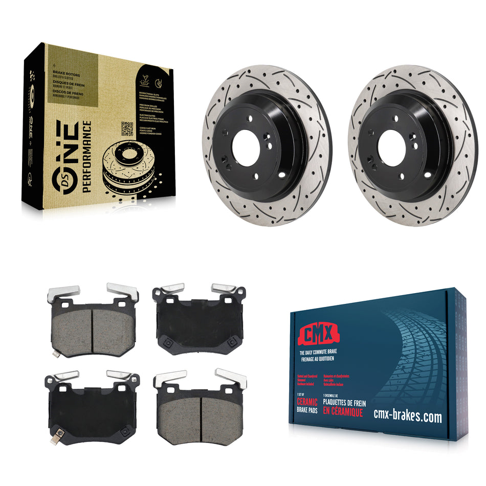 Rear Drill Slot Brake Rotors Ceramic Pad Kit For 2023 Genesis G70 2.0L With Brembo Brakes KDC-101861